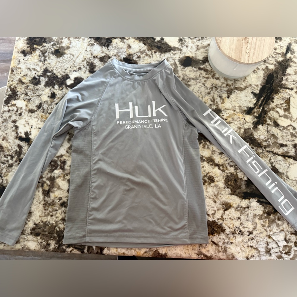Huk Gray Performance Shirt boys fishing shirt